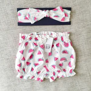 NWT Baby Gap Watermelon Shorts/Headwrap Set 3-6 mo